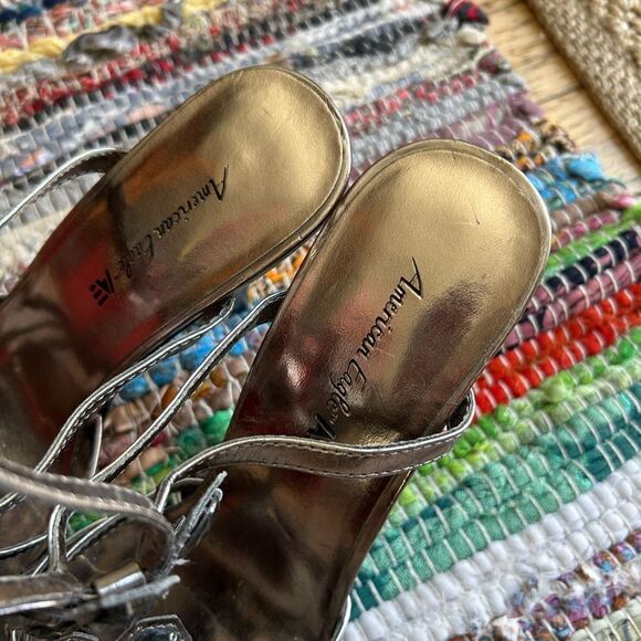 American Eagle Outfitters Silver Heels with Elegant Floral Design - Picture 12 of 15